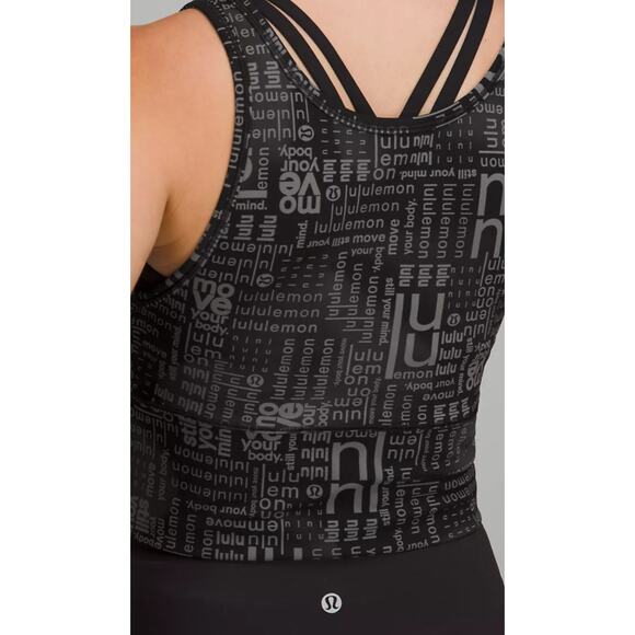 NWT Lululemon Power Pivot Everlux Tank Motif Women's 4 Black Logo Print - Picture 8 of 8